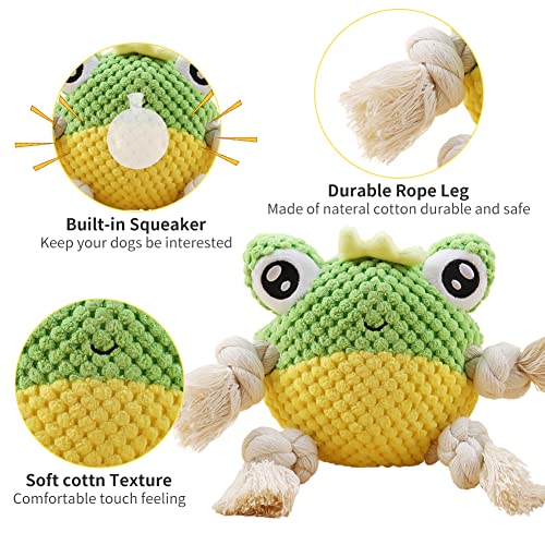 OmeHoin Juguetes para Perros Chirriantes, Juguete para Perros de Peluche, Juguetes Interactivos Rellenos para Perros Medianos y Grandes, Juguetes para Masticar Perros o Cachorros, Rana