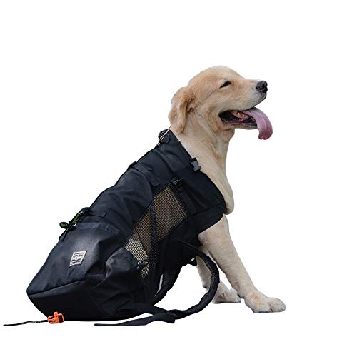 OMEM Mochila para Perro Mascota Transpirable y Cómoda para Senderismo Bolsa Deportiva de Viaje (L,Negro)