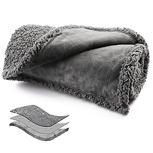 Onarway Manta impermeable para perro de forro polar sherpa reversible para cama, sofá, sofá y suelo, 70 × 100 cm, impermeable para cachorros, gatos, perros u otras mascotas pequeñas y medianas