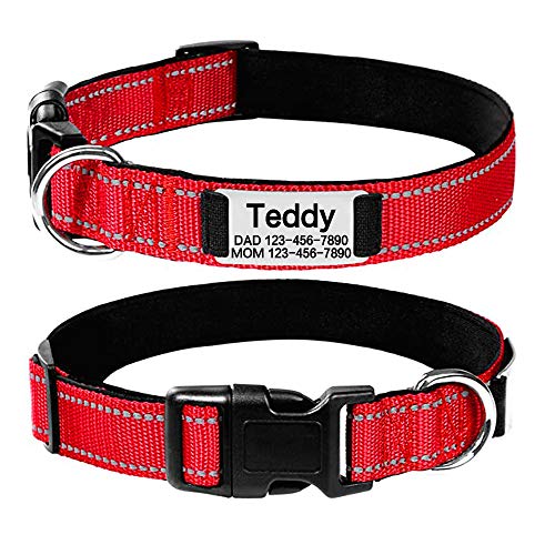 Oncpcare Collar de perro personalizado, collar de perro reflectante personalizado con nombre número de teléfono, collares de identificación ajustables para perros