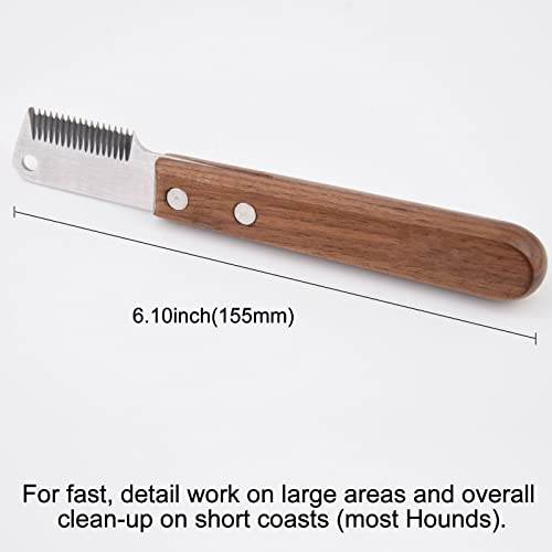 onebarleycorn – Cuchillo pelador Profesional para Perros, Mango de Madera ergonómico Herramienta de Aseo para Mascotas para Zurdos