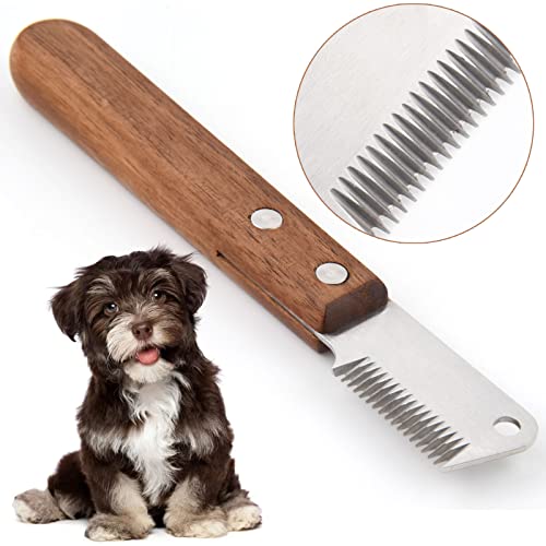 onebarleycorn – Cuchillo pelador Profesional para Perros, Mango de Madera ergonómico Herramienta de Aseo para Mascotas para Zurdos