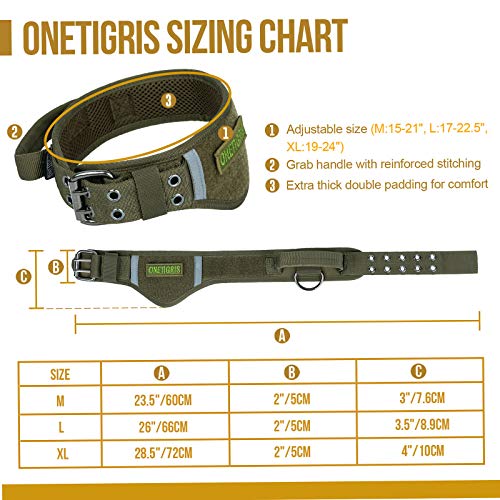 OneTigris Collar de Perro Ajustable Suave para Perros (Ranger Verde, M)