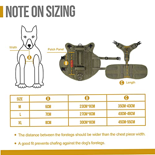 OneTigris K9 X Destroyer - Arnés táctico para perro con 3 asas y hebillas de metal (M, Ranger verde)