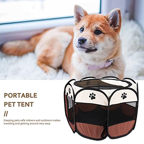 Ontwiew Tienda de campaña portátil plegable para mascotas, casa para perros, gatos, parque de juegos, cachorros, perreras, fácil de operar, valla octogonal #A