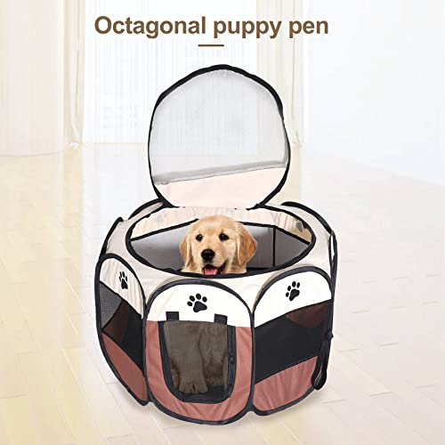 Ontwiew Tienda de campaña portátil plegable para mascotas, casa para perros, gatos, parque de juegos, cachorros, perreras, fácil de operar, valla octogonal #A