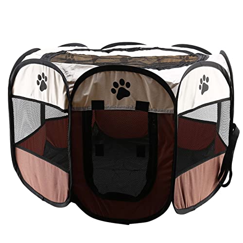 Ontwiew Tienda de campaña portátil plegable para mascotas, casa para perros, gatos, parque de juegos, cachorros, perreras, fácil de operar, valla octogonal #A