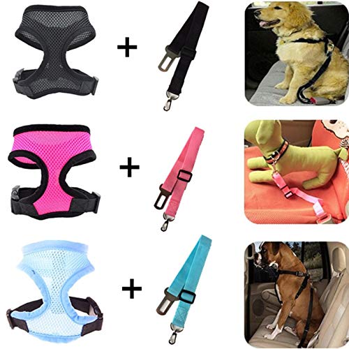 Oowaga Cinturón de seguridad ajustable para perro y perro, cinturón de seguridad y arnés para perros, gatos, mascotas, vehículos, cinturón salvavidas Teddy Yorkie