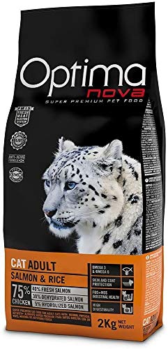 Optima Nova - Pienso para gatos adultos salmón y arroz 2 kg