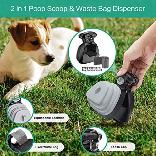 ORIA Recogedor Caca Perro, Scooper Portátil para Recoger Desechos de Caca de Mascotas con Dispensador de Bolsas,Recoge Excrementos Perro para la Herramienta de Recogida de Jardín