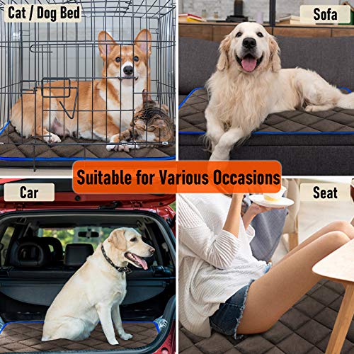 ORIMIO Manta Autocalentable para Gatos & Perros, 90x60cm Talla Grande Almohadilla Térmica Impermeable Antideslizante Lavable Plegable sin Electricidad Ecológico Self Heating Pad para Mascotas, Café