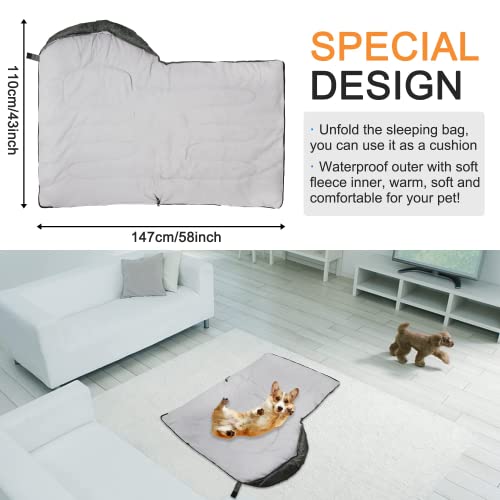 OROOTL Saco de dormir para mascotas, cálido, bolsa de viaje, impermeable, bolsa de dormir para mascotas, mochila plegable, ligera, cama de viaje para camping, senderismo, interior y exterior