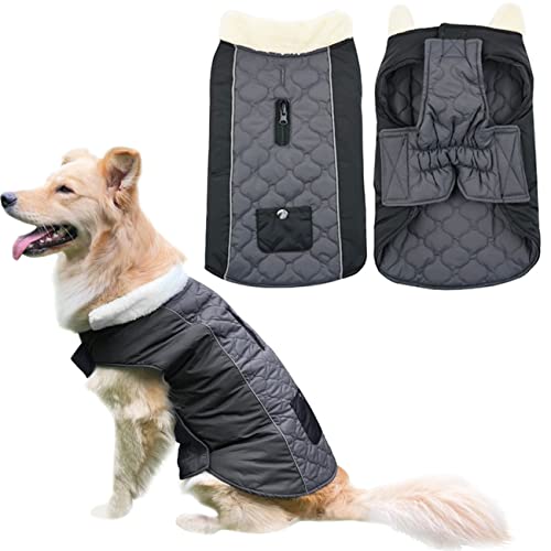 Oslueidy Abrigo de Invierno para Perros, Chaqueta cálida para Perros, Chaleco a Prueba de Viento, Traje de Nieve para Mascotas para Perros pequeños medianos y Grandes (M, Gris Oscuro)