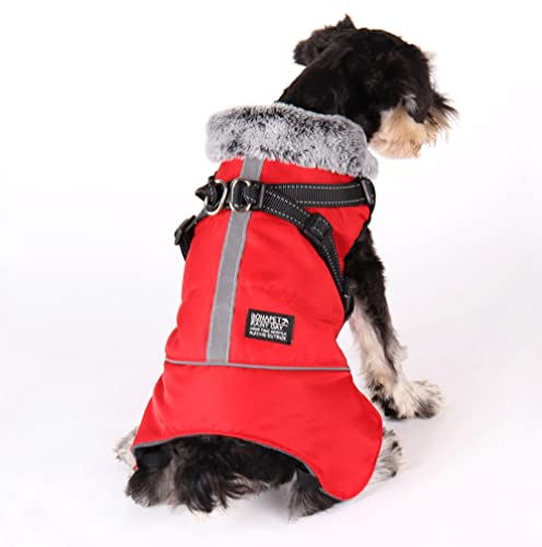 Oslueidy Abrigo de Perro Caliente,Chaqueta de Invierno Mascota Ropa de Perros pequeños Reflectantes Chaleco de Cachorro a Prueba de Viento Perro Snowsuit con arnés para pequeños Perros Grandes