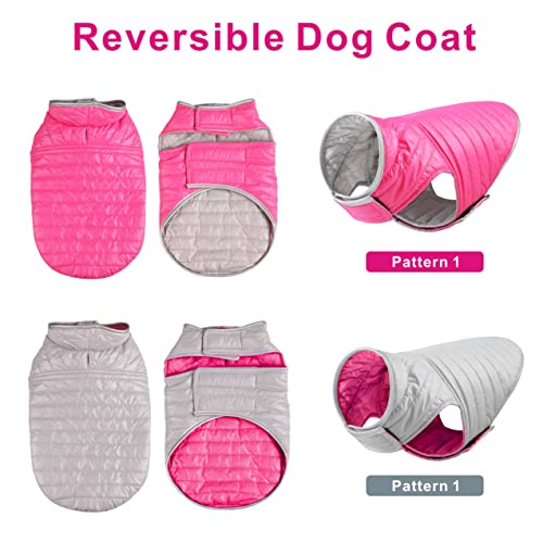 Oslueidy Abrigo de Perro Reversible,Chaqueta de Invierno para Perros Chaleco de Cachorro Caliente Ropa Impermeable para Mascotas Snowsuit de Perros para pequeños Perros Grandes