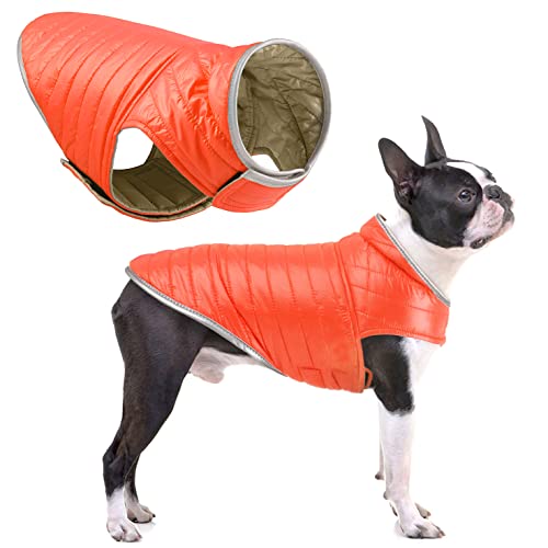 Oslueidy Abrigo de Perro Reversible,Chaqueta de Invierno para Perros Chaleco de Cachorro Caliente Ropa Impermeable para Mascotas Snowsuit de Perros para pequeños Perros Grandes