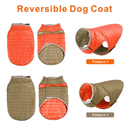 Oslueidy Abrigo de Perro Reversible,Chaqueta de Invierno para Perros Chaleco de Cachorro Caliente Ropa Impermeable para Mascotas Snowsuit de Perros para pequeños Perros Grandes