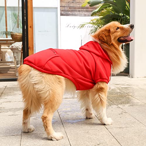 Oslueidy Sudaderas con Capucha para Perros, Ropa para Mascotas, Abrigo de Invierno, suéter cálido para Perros, Traje de Nieve para Cachorros, Perros pequeños, medianos y Grandes (4XL, Rojo)