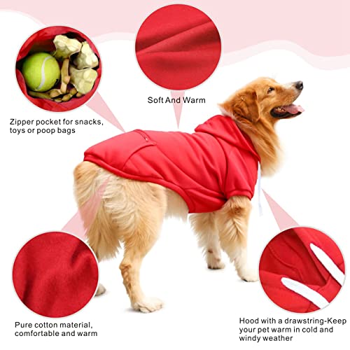 Oslueidy Sudaderas con Capucha para Perros, Ropa para Mascotas, Abrigo de Invierno, suéter cálido para Perros, Traje de Nieve para Cachorros, Perros pequeños, medianos y Grandes (4XL, Rojo)