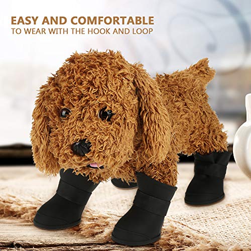 Oumefar Botas de Silicona para Perros pequeños con Colores Dulces Zapatos Impermeables para Mascotas Zapatos Antideslizantes para la Lluvia para Perros Protectores de Patas Perros Gatos(XL-Negro)