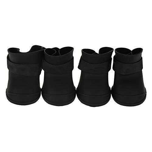 Oumefar Botas de Silicona para Perros pequeños con Colores Dulces Zapatos Impermeables para Mascotas Zapatos Antideslizantes para la Lluvia para Perros Protectores de Patas Perros Gatos(XL-Negro)