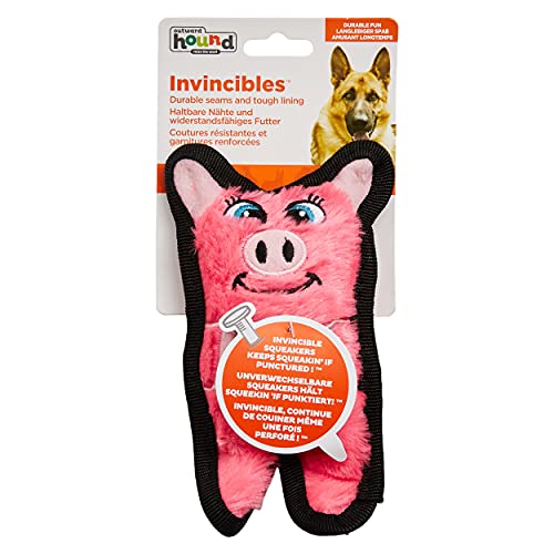 Outward Hound Invincibles Minis - Juguete con sonido para perros - Resistente y duradero - Cerdito - Rosa - XS