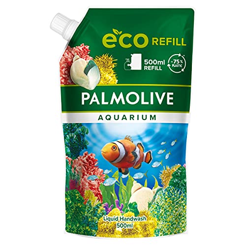 Palmolive Jabón de acuario 1 bolsa de recambio de 500 ml, jabón suave para una limpieza suave de manos, probado dermatológicamente