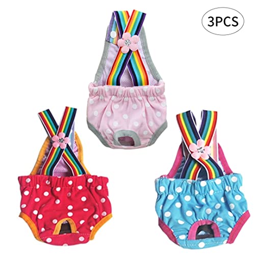 Pantalones Cortos para Perros Nappies para Perros Pañal de Perro Pantalones Sanitarios Pantalones Pantalones de periodo Lavable Paño Transpresor Transpirable L 3pcs