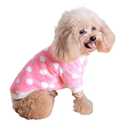 PAPABA Invierno cálido Peluche de Dos Patas de Dos Patas Perro Cachorro Chaleco Camisa suéter Mascota Punto Rosa Metro