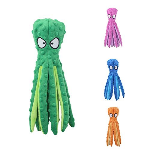 PAPABA Pulpo Forma Linda Perro Suave mordida - Sonido de Felpa de Peluche Juguete Mascota Verde