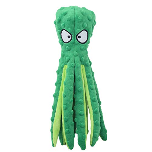 PAPABA Pulpo Forma Linda Perro Suave mordida - Sonido de Felpa de Peluche Juguete Mascota Verde