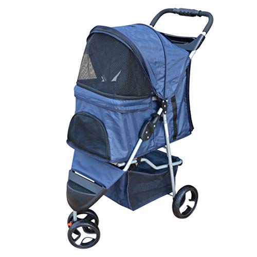 Papilioshop Balto Cochecito plegable cochecito de viaje para perro mascota gato (azul)