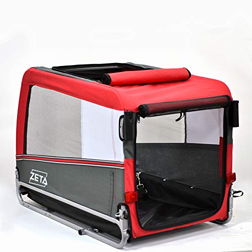 Papilioshop Zeta - Remolque para bicicleta, cochecito, transporte de perros, animales (rojo)