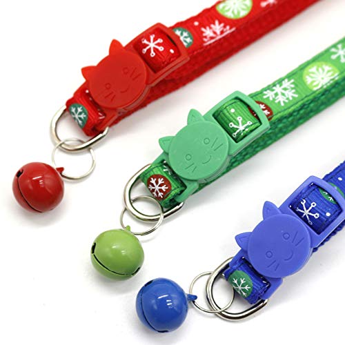 Paquete de 3 collar navideño para mascotas, collar navideño ajustable para gatos, bonita pajarita de nailon a la moda para cachorros de gatos pequeños