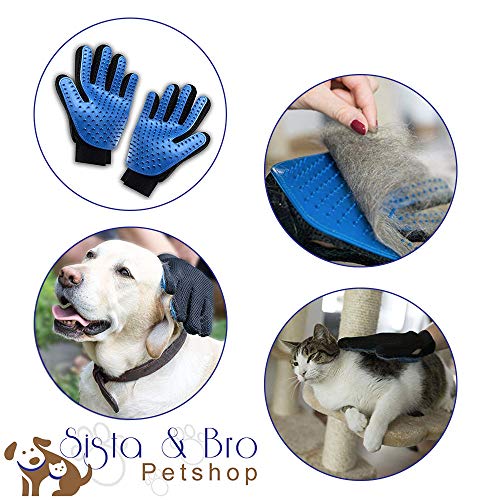 PAQUETE Guantes + Cepillo Autolimpiador: Guantes y cepillos para aseo y masaje de perros, gatos, conejos, con un cierre SCRATCH para mejor AJUSTE. Ideal para todo tipo animales con pelo corto o largo.