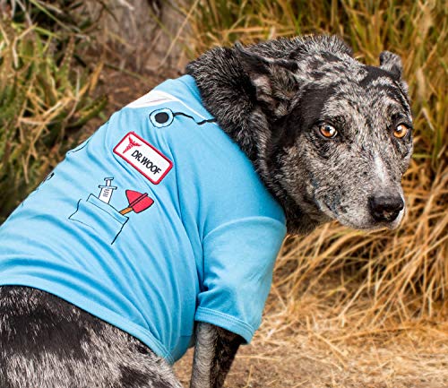 Parisian Pet - Divertidos disfraces para perros, gatos, camisas para Halloween, policía, prisionero, ketchup, mostaza, médico, bombero, marinero, pirata (Dr Woof - Doctor, S)