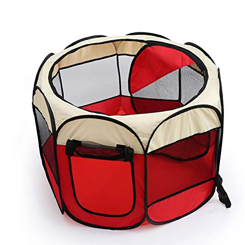 Parque infantil para mascotas - Tienda plegable para mascotas Oxford Cloth Portátil Impermeable Resistente a los arañazos Octogonal Plegable Parques para perros para viajes Uso en interiores al aire