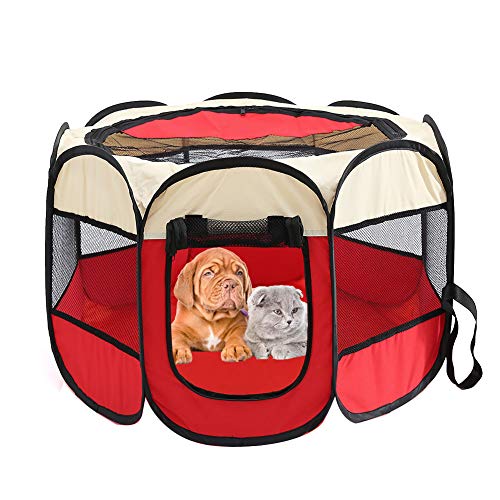 Parque infantil para mascotas - Tienda plegable para mascotas Oxford Cloth Portátil Impermeable Resistente a los arañazos Octogonal Plegable Parques para perros para viajes Uso en interiores al aire