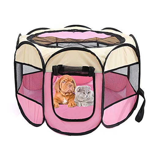 Parque infantil para mascotas - Tienda plegable para mascotas Oxford Cloth Portátil Impermeable Resistente a los arañazos Octogonal Plegable Parques para perros para viajes Uso en interiores al aire