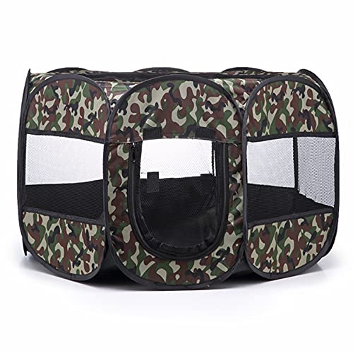 Parque para Cachorros,Parque Portátil para Mascotas, Tienda De Campaña Plegable,8 Paneles, para Juegos para Perros, Gatos, Conejos Y Animales Pequeños,Green Camo,72cm