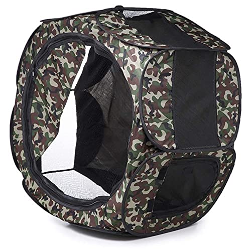 Parque para Cachorros,Parque Portátil para Mascotas, Tienda De Campaña Plegable,8 Paneles, para Juegos para Perros, Gatos, Conejos Y Animales Pequeños,Green Camo,72cm