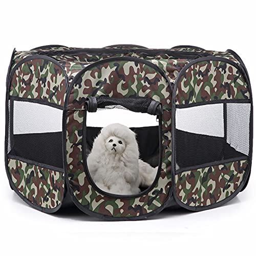 Parque para Cachorros,Parque Portátil para Mascotas, Tienda De Campaña Plegable,8 Paneles, para Juegos para Perros, Gatos, Conejos Y Animales Pequeños,Green Camo,72cm