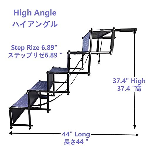 Pasos Plegables De Rampa De Coche De Perro, Pasos De Mascotas Sólidas Rampa De Perro para Perros Grandes con Pasos De Perro Telescópicos Y Duraderos Livianos Telescópicos Y Durables, 5 Pasos,Armada