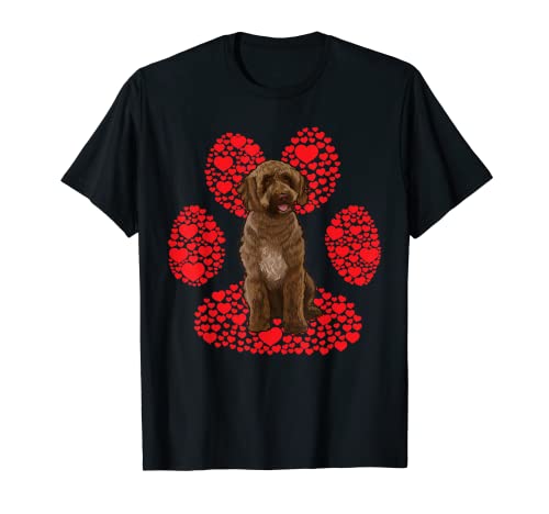 Pata De Amor Día San Valentín Perro De Agua Español Camiseta