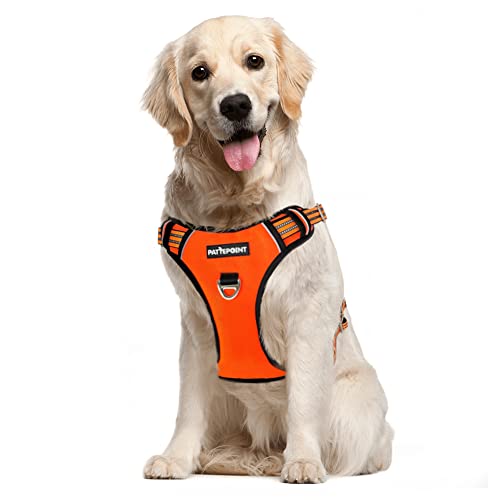 Pattepoint Arnés para Perros para Entrenamiento para Caminar, Chaleco Ajustable para Mascotas con Asa, Arnés para Perros a Prueba de Escape para Perros Medianos y Grandes Naranja - M