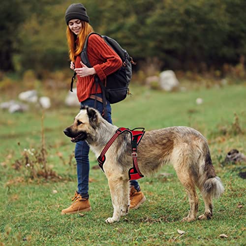 Pattepoint Arnés Perros para Caminar, Easy Walk Arnes Perro, Chaleco Ajustable para Mascotas con Asa, Arnes Perro antitirones para Perros Medianos Arnes Perro Grande Rojo - XL