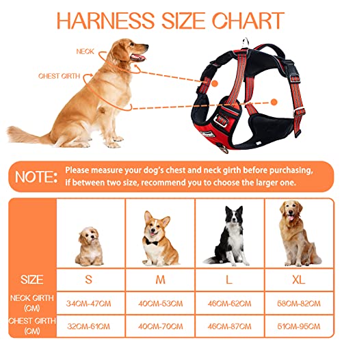 Pattepoint Arnés Perros para Caminar, Easy Walk Arnes Perro, Chaleco Ajustable para Mascotas con Asa, Arnes Perro antitirones para Perros Medianos Arnes Perro Grande Rojo - XL