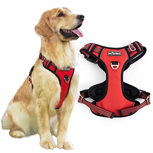 Pattepoint Arnés Perros para Caminar, Easy Walk Arnes Perro, Chaleco Ajustable para Mascotas con Asa, Arnes Perro antitirones para Perros Medianos Arnes Perro Grande Rojo - XL