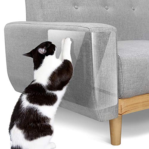 Pawaboo [12 PZS Cinta de Entrenamiento Anti Arañazos para Gatos, Cinta Disuasoria Transparente para Rascar Gatos, Protector de Muebles para Sofá, Alfombra, Puertas - Blanca