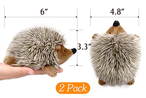 Pawaboo [2 PZS Juguete de Felpa para Perro, Juguetes Cachorros sin Tóxico, Super Suave de Imitación de Piel de Erizo Estilo, Juguete Masticable y Chirriante Interactivos - Marrón